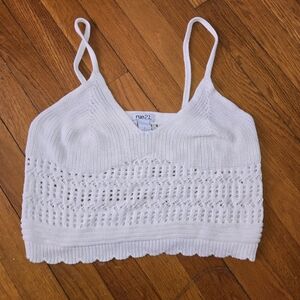 White Knit Cropped Cami Top